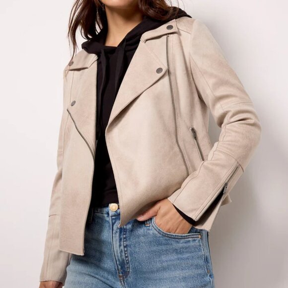 Evereve Jackets & Blazers - NWOT Evereve Taupe Moto Jacket Size Small